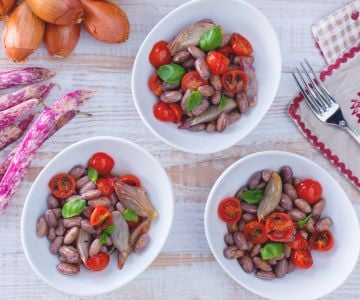 Salat aus frischen Borlotti-Bohnen