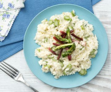 Risotto mit Spargel und Speck