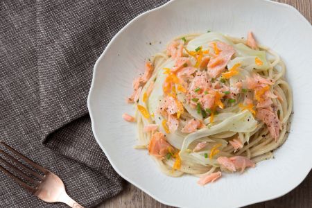 Pasta mit Lachs und Lauchcreme