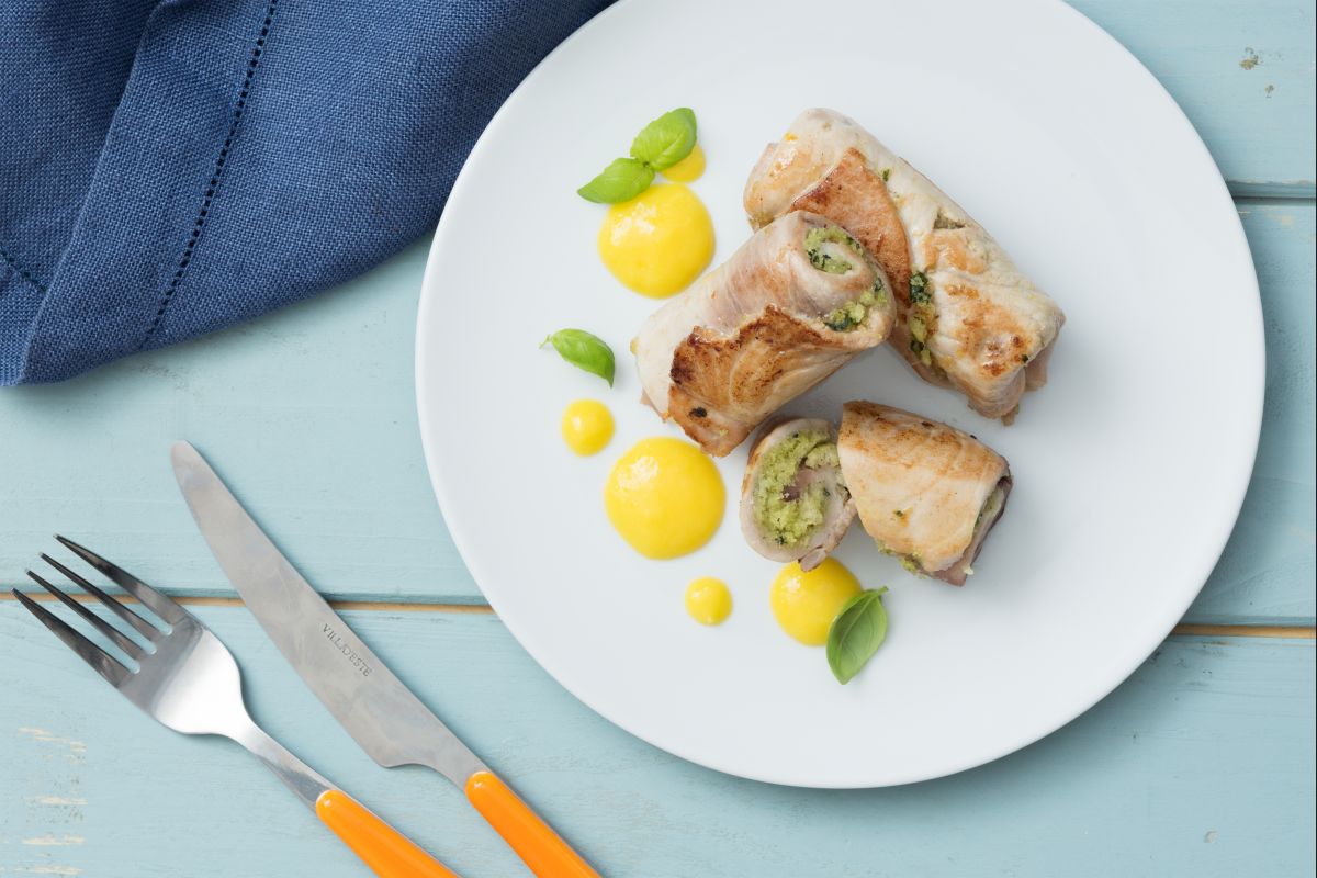 Schwertfischröllchen mit Mangosauce
