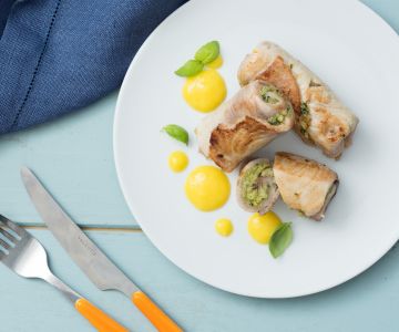 Schwertfischröllchen mit Mangosauce