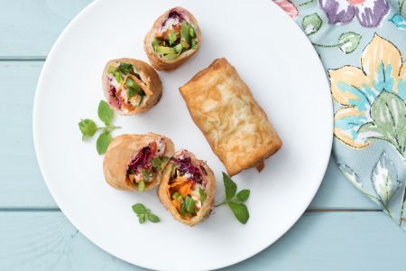 Vegetarische Filoteigröllchen