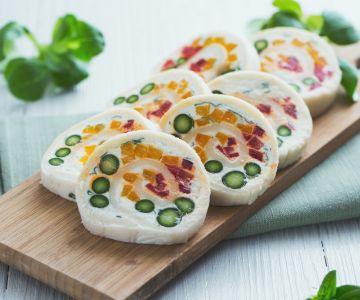 Brotröllchen mit Gemüse und Ziegenkäse