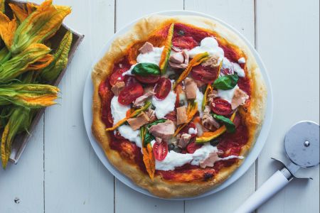 Pizza Meer und Garten