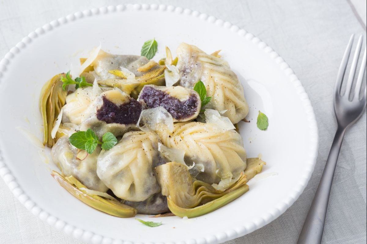 Culurgiones mit violetten Kartoffeln