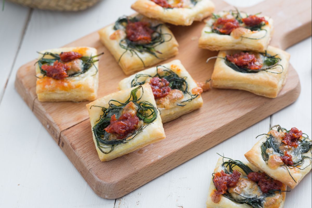Blätterteig mit Mönchsbart und 'Nduja