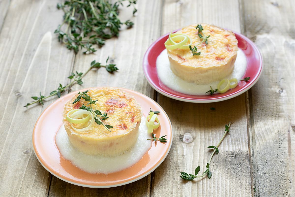 Flan aus Paprika und Lauch